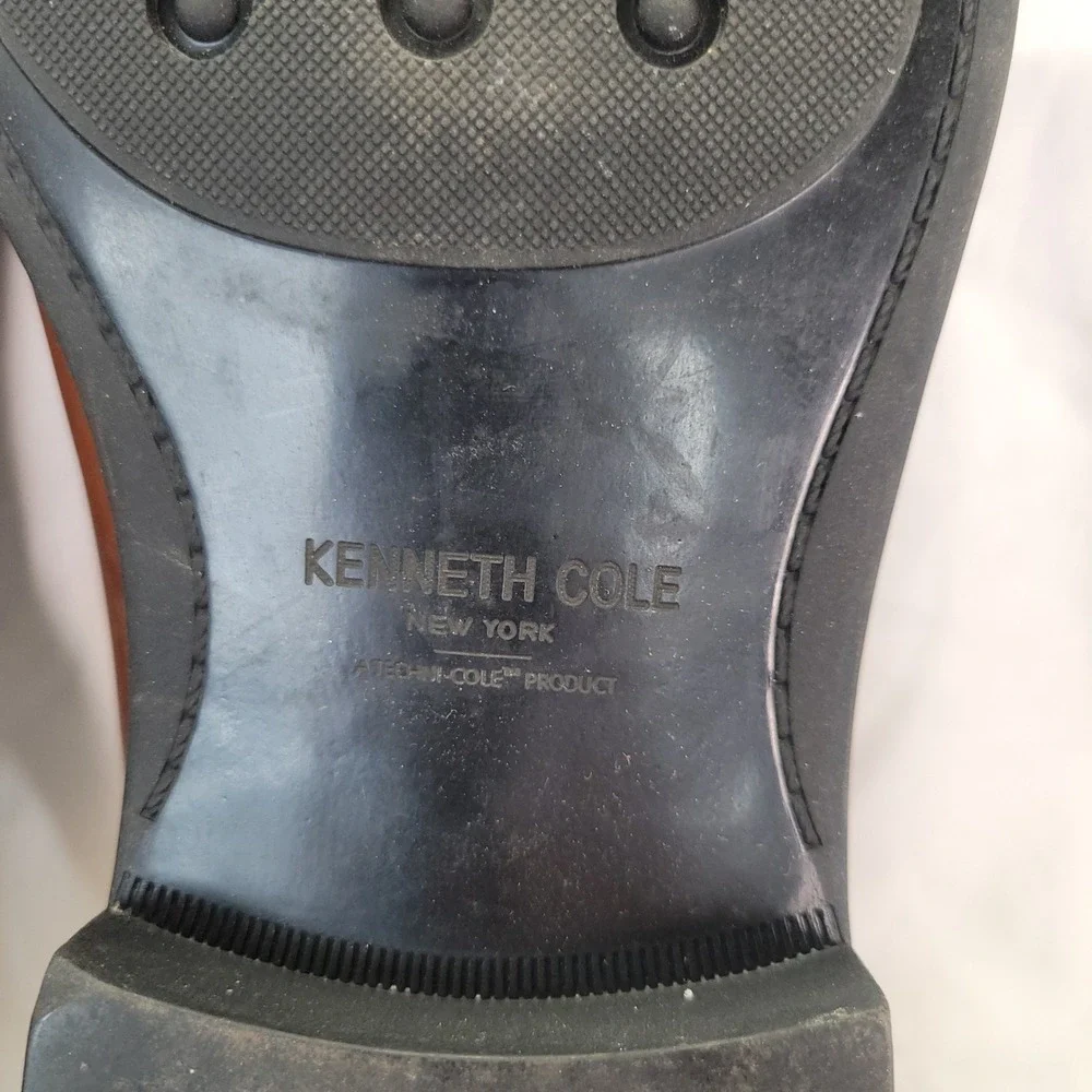 Kenneth Cole Men Brown Leather Cap Toe Oxford Dress Shoes Ticketpod Lace Sz 10.5